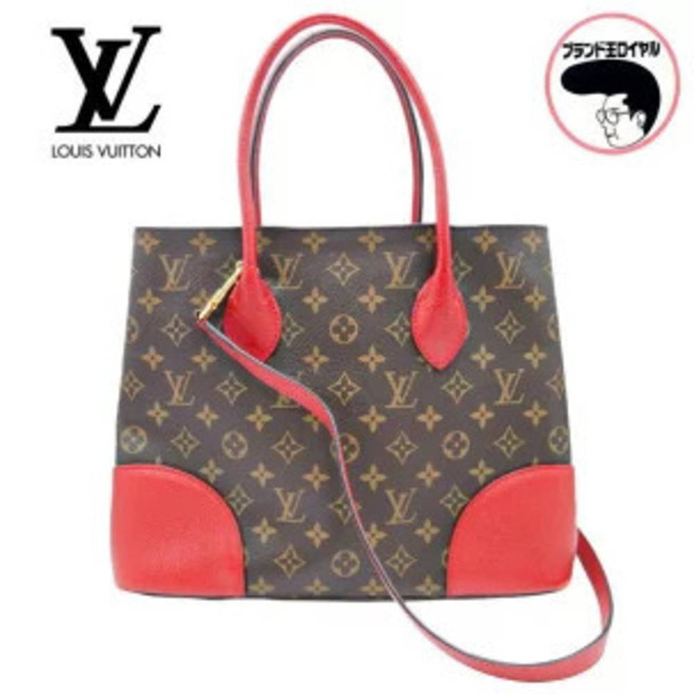 LOUIS VUITTON Flandrin Monogram Tote Bag Shoulder Red
